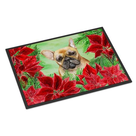 CAROLINES TREASURES French Bulldog Poinsettas Indoor or Outdoor Mat - 18 x 27 in. CK1336MAT